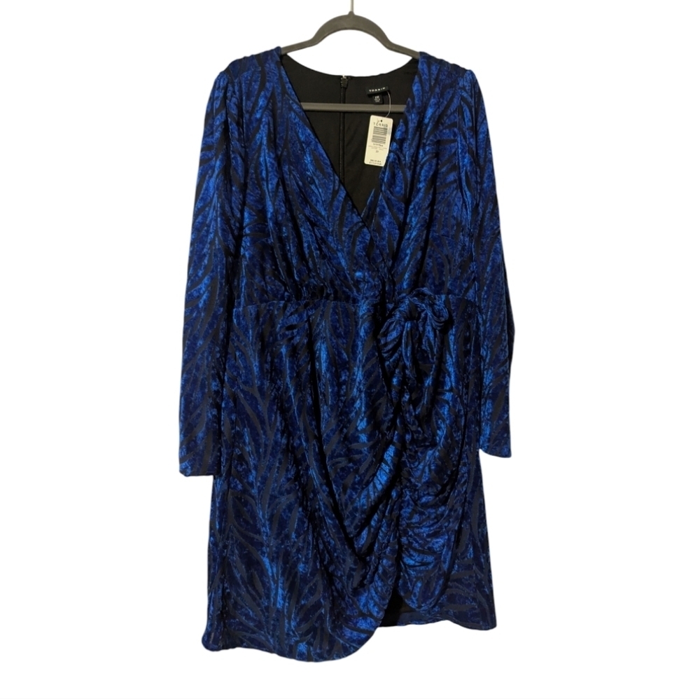 Torrid Faux Wrap Velvet Burnt Out Zebra Print High Slit Dress - Picture 5 of 10